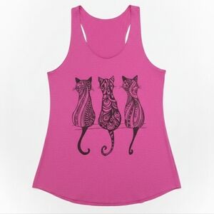 Beautiful Artistic Purple Hippie Festival Abstract Triple Cat Tank Top Size Smal